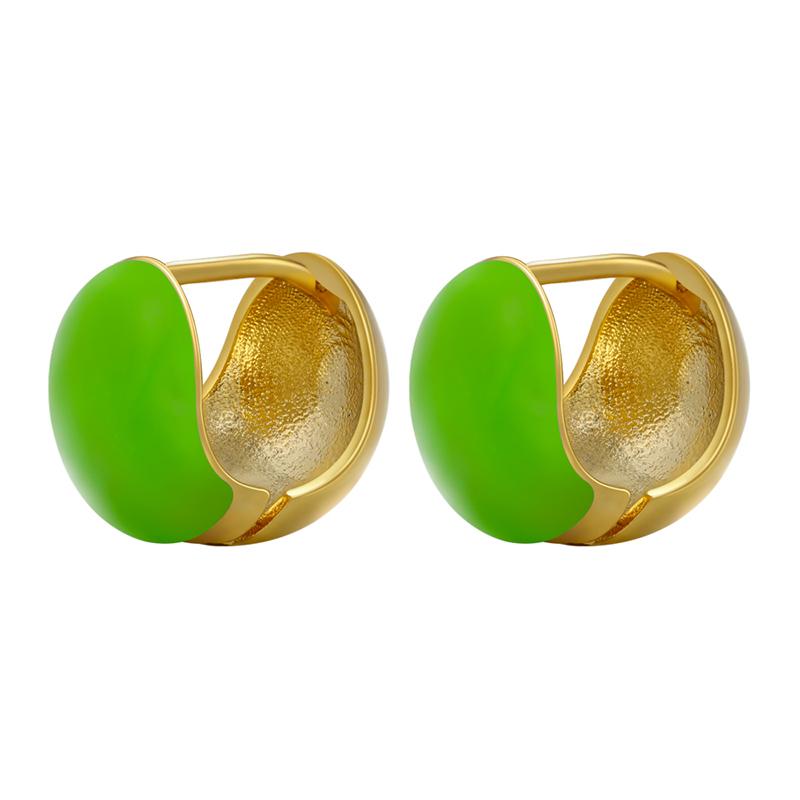 Lovely Gold Round Small Hoop Earrings Enamel Oil Drop hoop Earrings Gold-plated Brass Jewelry :VE614