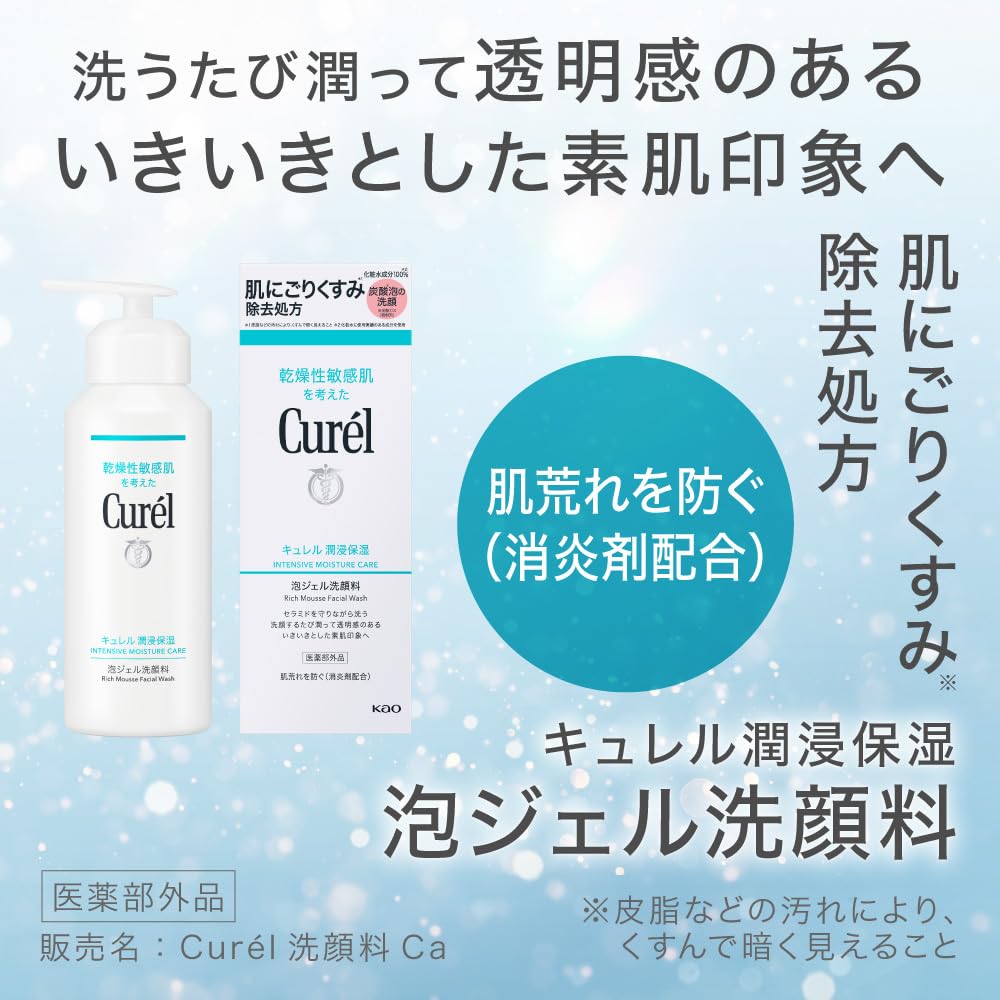 Curel Moisturizing Foam Gel Facial Cleanser [Dust Removal Formula] [100% Lotion Ingredients] [Gentle on Skin] [Foam Gel]