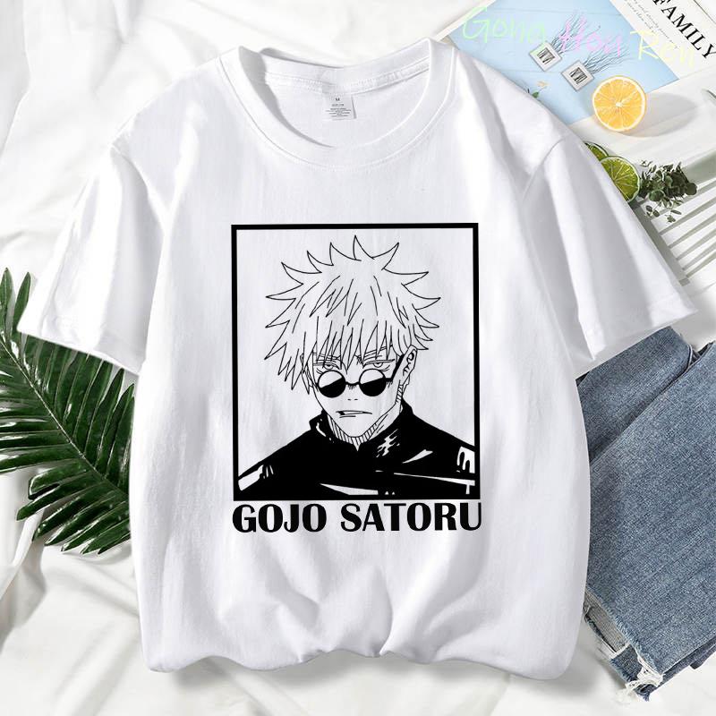 Японская манга дзюдзюцу кайсен футболка топ женская аниме Gojo Satoru принтованная футболка смешная Gojo Cat Graphic Tee Kawaii повседневные топы