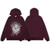 Sp5der Letter Print Hooded Sweatshirt Unisex Oversized Cotton Pullover Fall Casual Wear