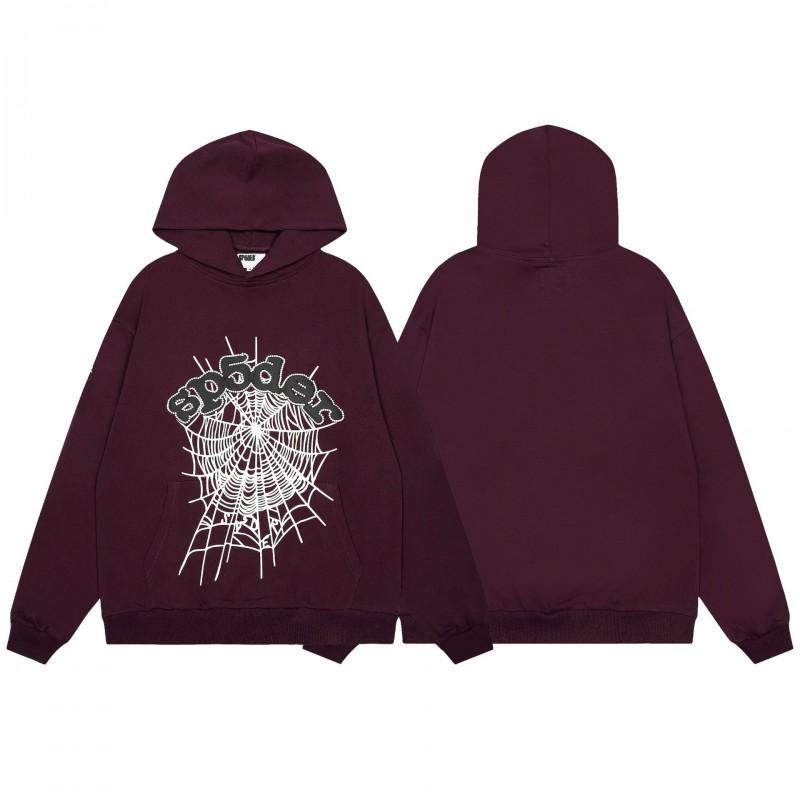 Sp5der Letter Print Hooded Sweatshirt Unisex Oversized Cotton Pullover Fall Casual Wear