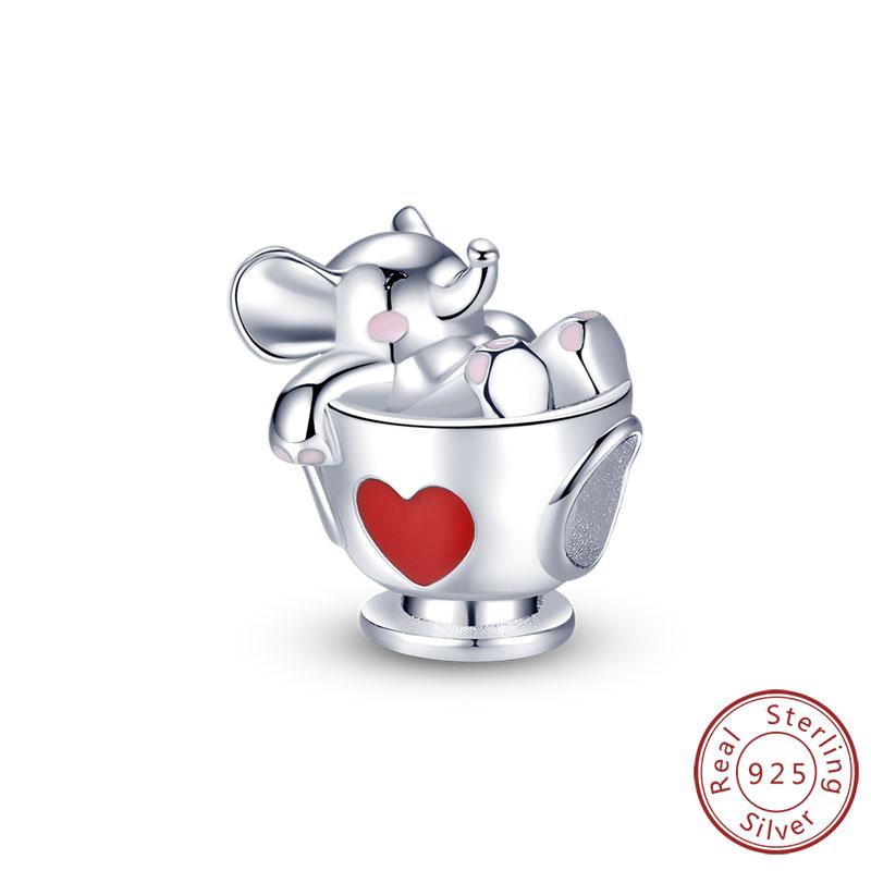 925 Silver Elephant Charm Beads Vintage Pendant for Women Fine Jewelry Gifts Fit Bracelet Necklace Handmade