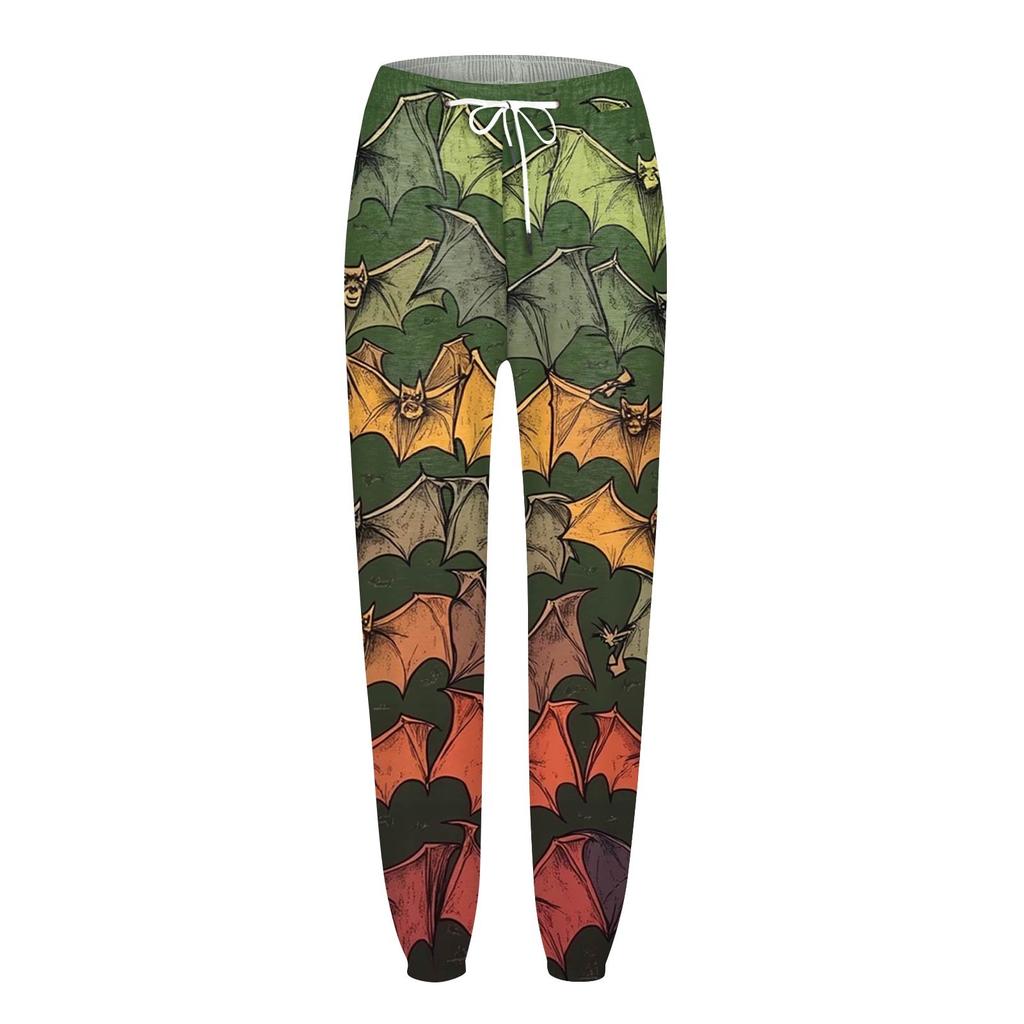 Женские повседневные модные брюки для отдыха с принтом на Хэллоуин, спортивные штаны, брюки с эластичной резинкой на талии, брюки со шнурком