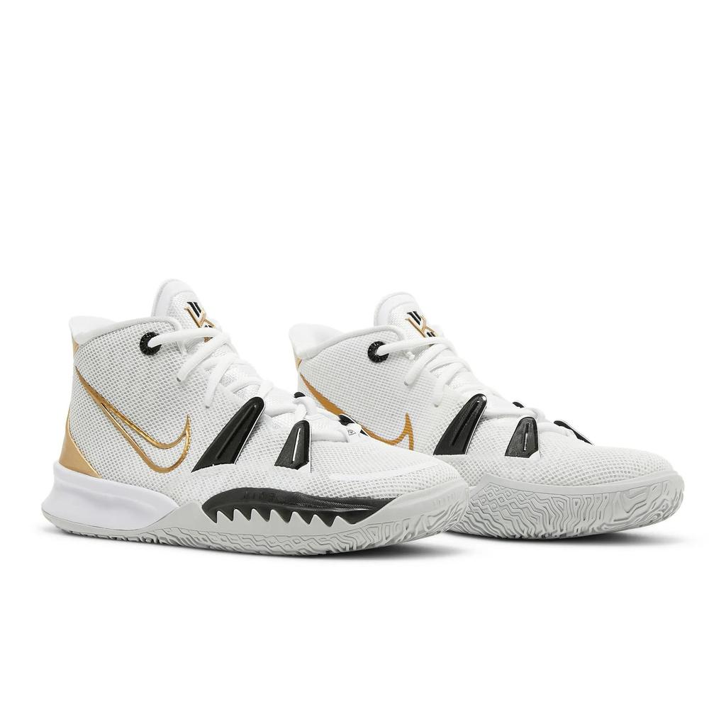 Nike Kyrie 7 Grade School 'Rings' (Unisex) White / Black / Grey / Metallic Gold Kids' Basketball Shoes CT4080 101