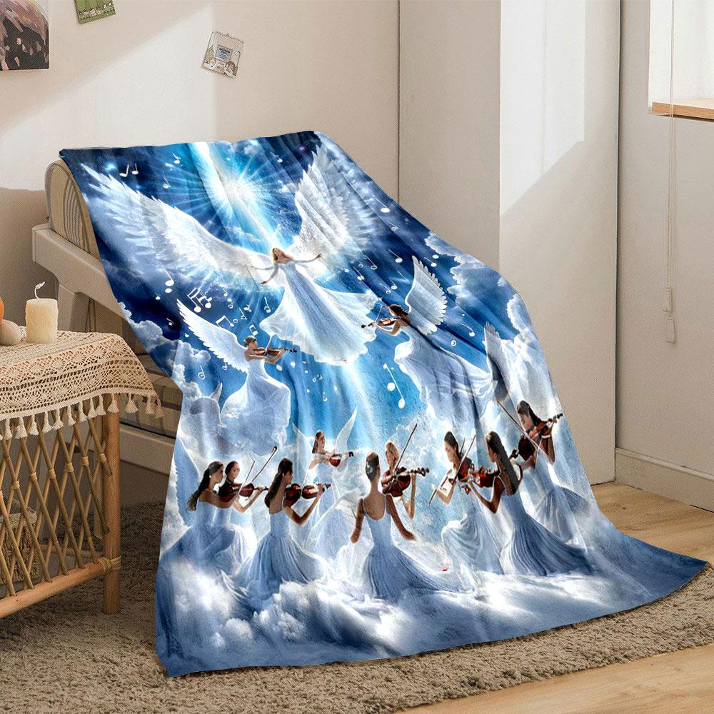 Angelic Violin Choir Blanket Printed Blanket for Living Room Bed Couch lunch break Soft Cozy Blanket for Friend's festival Gift