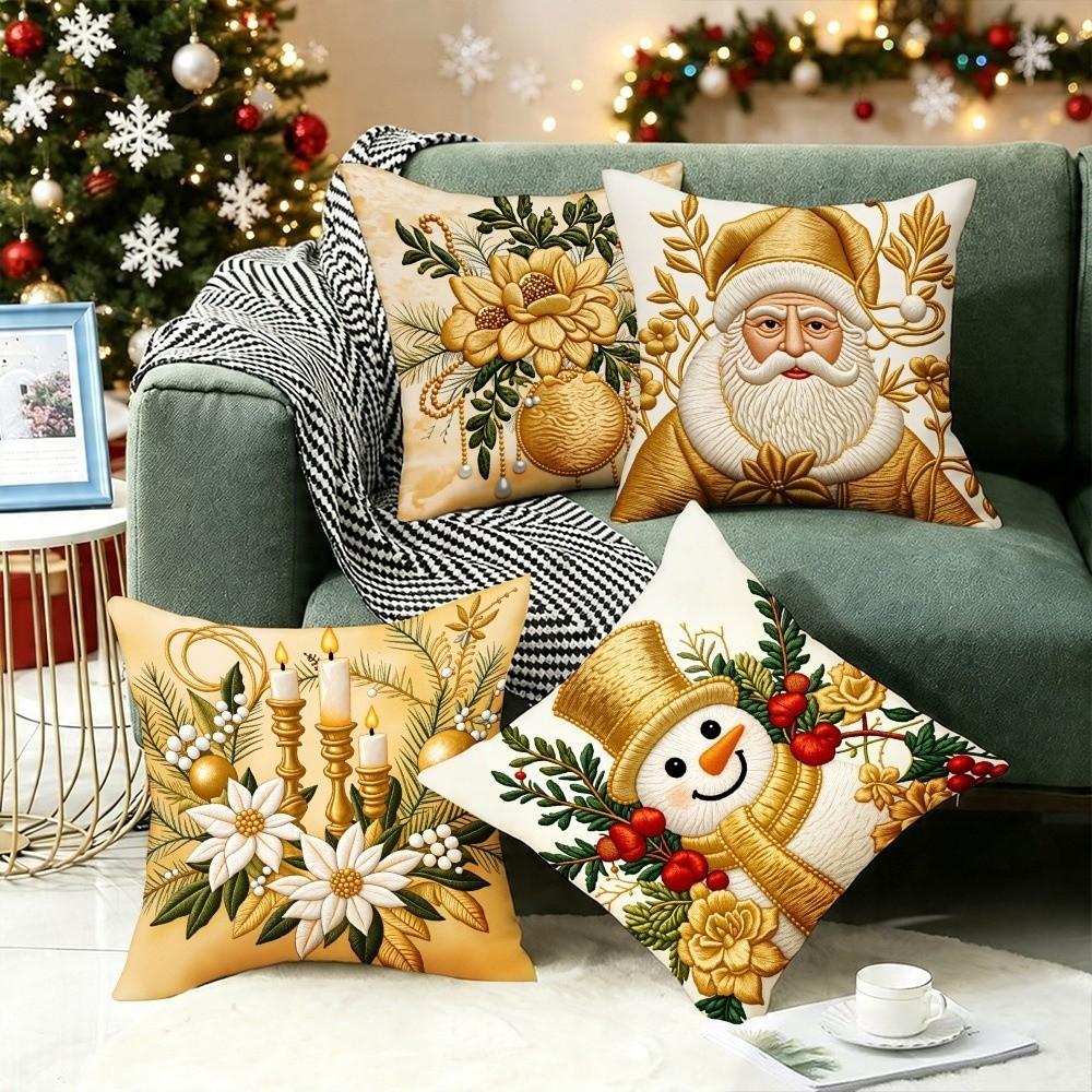 Soft Christmas Pillow Cover Plush Xmas Tree Pillowslip Elk Santa Pillow Cover Sofa