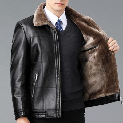 Зимняя меховая куртка из натуральной кожи для людей среднего и пожилого возраста, мужская куртка из натуральной овчины, утолщенная кожаная куртка, пальто, верх
