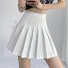 Women Mini Skirt High Waist Side Lace-up Pleated Skirt Solid Color A-Line Skirt with Lining Bottoming Shorts Streetwear