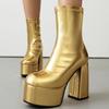 Fashion Platform Ankle Boots for Women New 2024 Winter Shoes Luxury Gold Silver White Short Boot High Heel Dance Party Shoes Lady