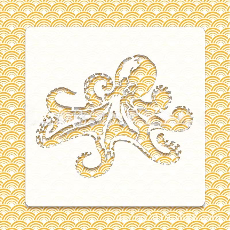 1 шт. 13*13 см белый ПЭТ морские животные серии полые трафареты скрапбукинг настенный плакат граффити аэрозольная краска картина раскрашивание формы