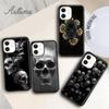 Черный силиконовый чехол для телефона с изображением черепа ужасов для iPhone 11 12 13 14 Pro Max mini X XR XS SE 2020 6S 7 8 Plus Samsung S21 S22