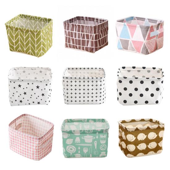 Складная корзина для хранения с ручками Водонепроницаемая Большая вместимость Хлопок Лен С принтом Многофункциональная Дом Офис