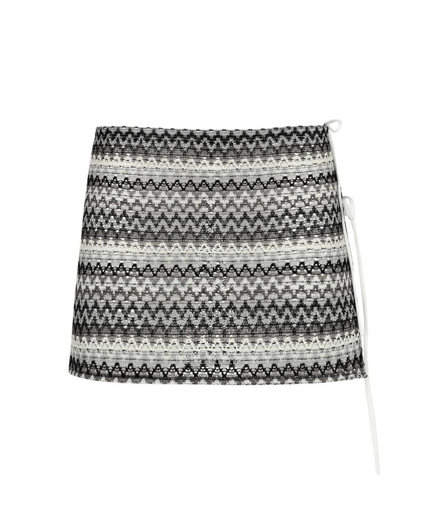 Siest Ethnic Short Wrap Skirt Gray