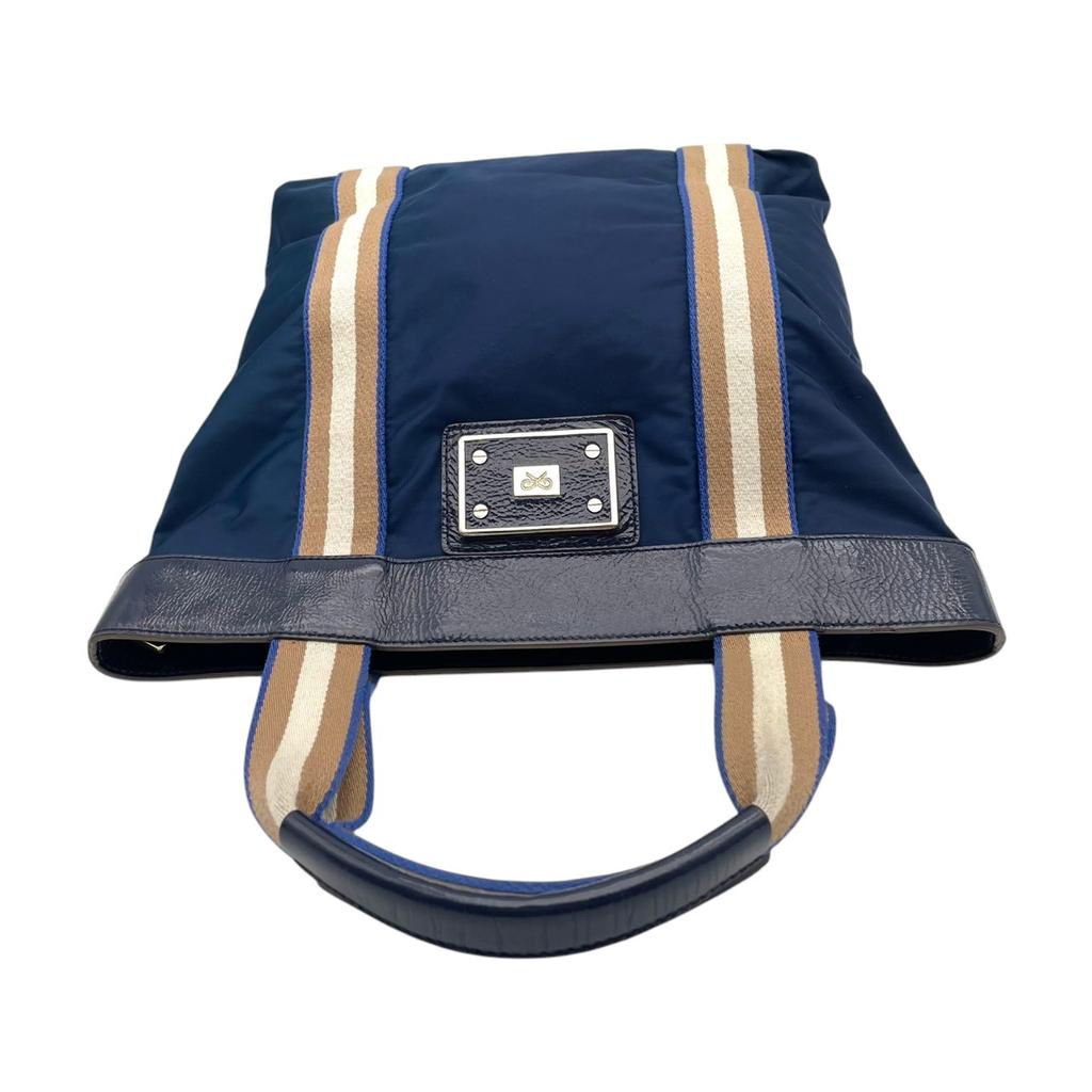 Used  Tote BagTote Bag Navy/beige Nylon/Patent leather Women