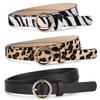 Ремень с леопардовым принтом и змеиным принтом, женский круглый сплав, пряжка в виде солнца, декоративный ремень для женщин
