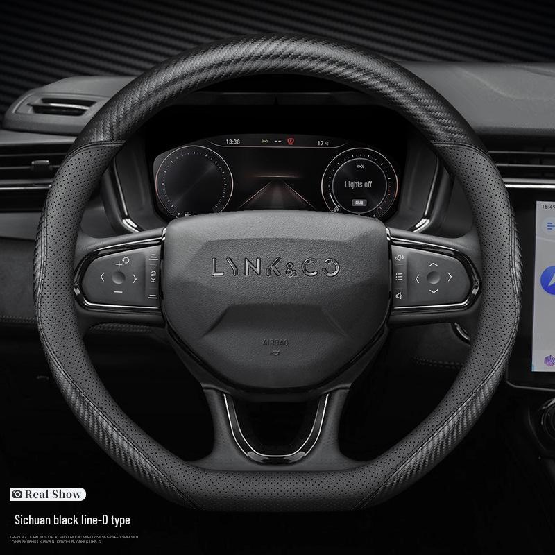 Чехол на руль из натуральной кожи Lynk & Co для моделей 01, 02, 03, 03+, 05, 06, 09 - автомобили на новой энергии