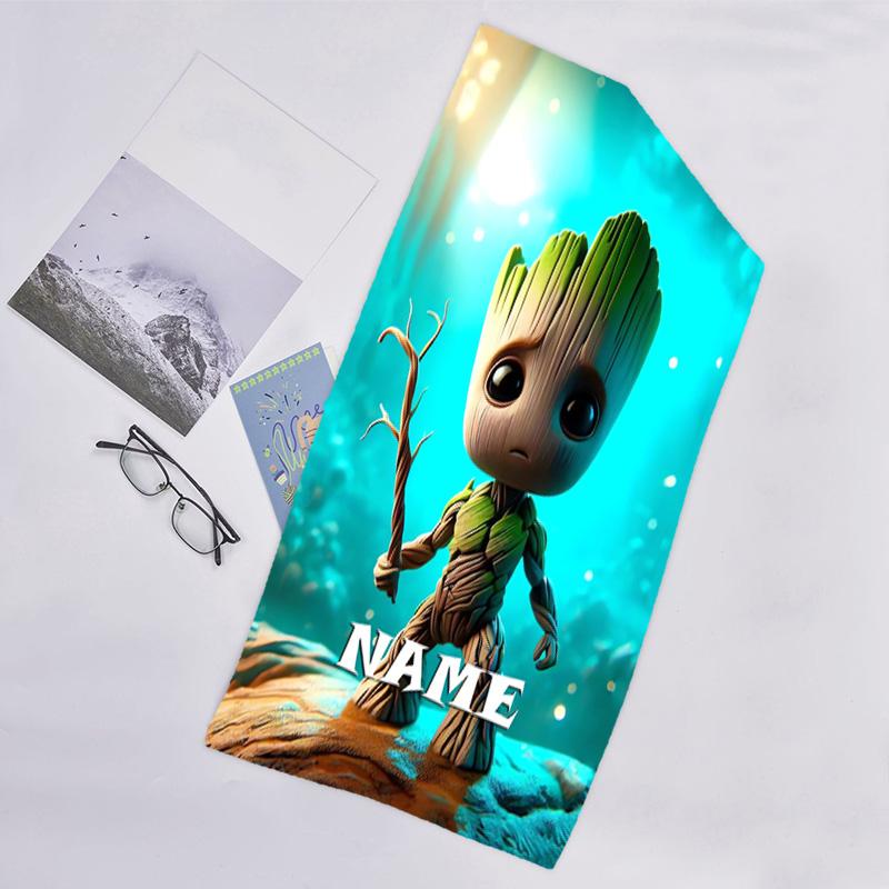 1pc Groot Beach Towel with Custom Name, Beach/Swimming/Bath/Picnic/Camping Towel, Suitable for Seaside Beaches
