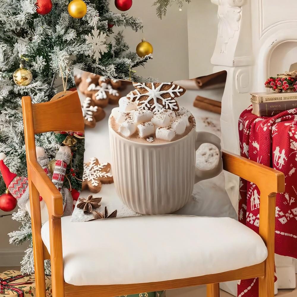 Creative Christmas Decorations For Cafes Coffee Third Pillow Case Silky Short Plush With Invisible Zipper Dustproof Sofa Cushion
