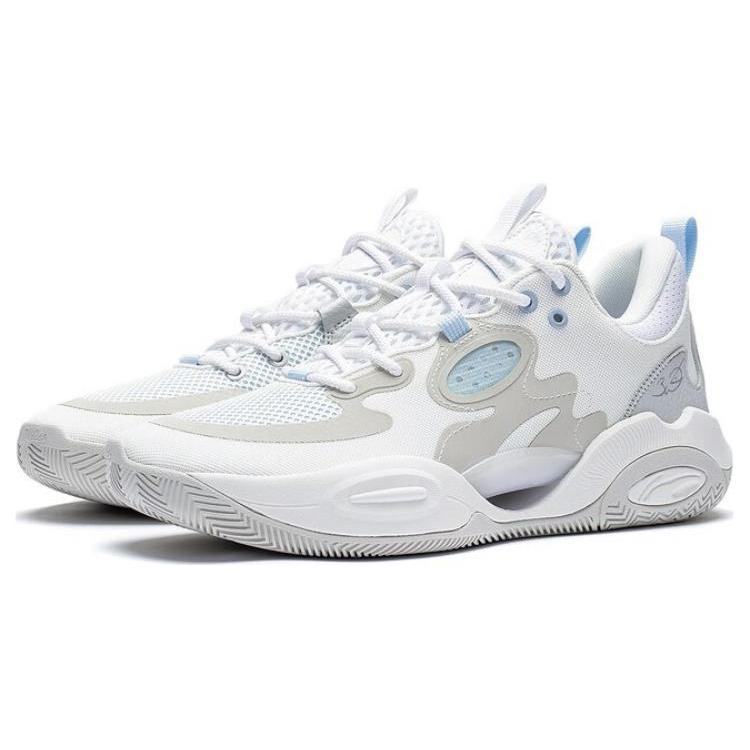 Li Ning Wade ALLDAY Wade ALLDAY Удобные износостойкие дышащие низкие баскетбольные кроссовки мужские Белые Серые ABPT007-4