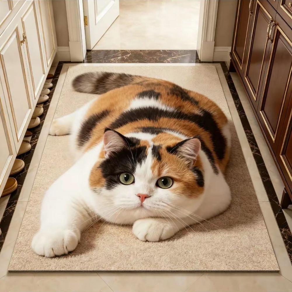 40×60CM Bathroom Carpet Realistic Bedroom Door Rug Cute 3D Cat Floor Mat Home Decor