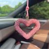 Керамическая подвеска-сердце для автомобиля, полностью усыпанная бриллиантами, зеркальное подвесное украшение, брелок для автомобилей