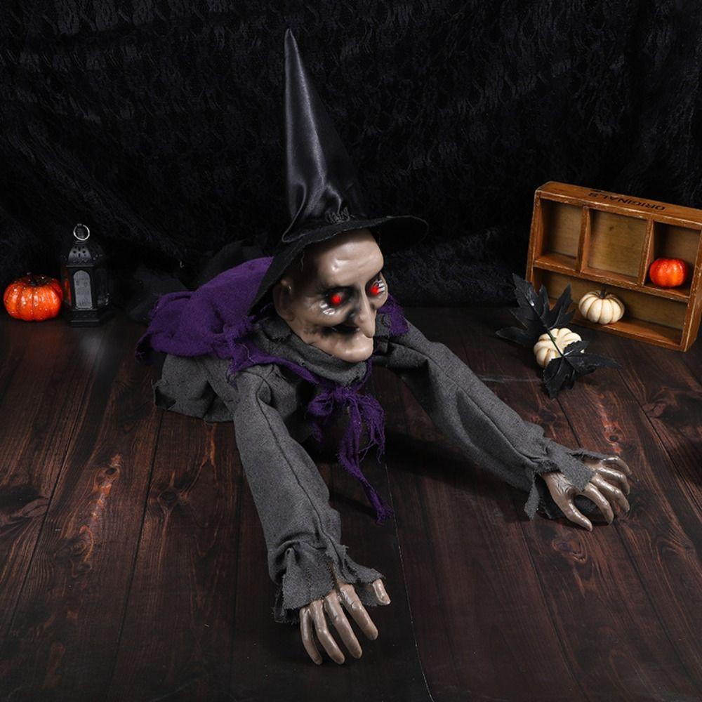 Electric Halloween Crawling Ghost Bald Head Climbing Zombie Figure Haunted House
