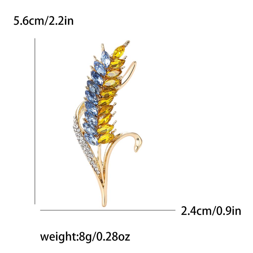 Trendy Rhinestone Wheat Ear Brooches for Women Ukrainian Wheats Pins Enamel Plant Badges Office Party Friend Gifts Accessories