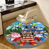 Robocar Poli,Rescue Station Chair mat Round Rug-Office carpet, Machine Washable, Non-slip, Suitable for Living Rooms, Bedrooms, Entryways, a