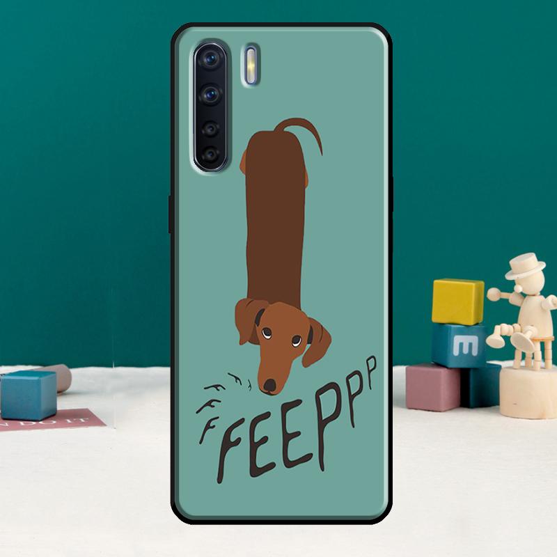 Cartoon Dachshund Sausage Dog Phone Case For Oppo A78 A96 A58 A18 A38 A98 A17 A77 A80 A40 A60 A16 A76 A74 A94 A54 A15 A57S