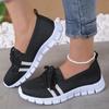 Fashion Mesh Knitted Striped Flats Shoes for Women 2024 Summer Lace Up Casual Sneakers Woman Breathable Soft Sole Loafers Plus Size 43