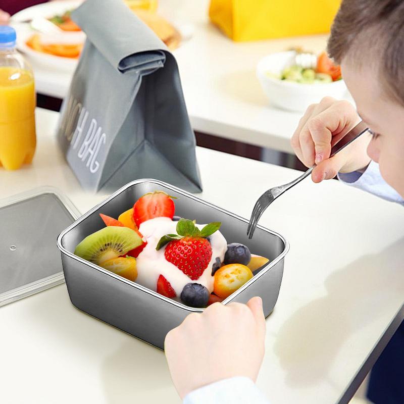 Коробка для хранения свежих продуктов из нержавеющей стали, герметичный контейнер для хранения продуктов с крышкой, обеденный контейнер для еды Bento, инструмент для пикника на открытом воздухе и кемпинга