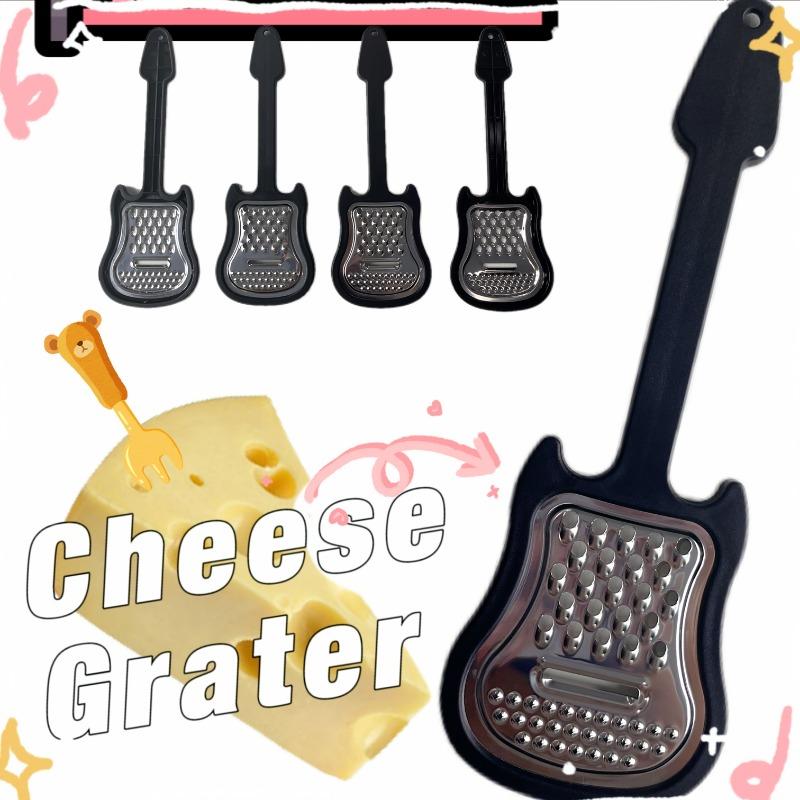 1PC 3-in-1 Stainless Steel Guitar Shaped Cheese Grater with Plastic Handle, Multifunctional Food Shredder
