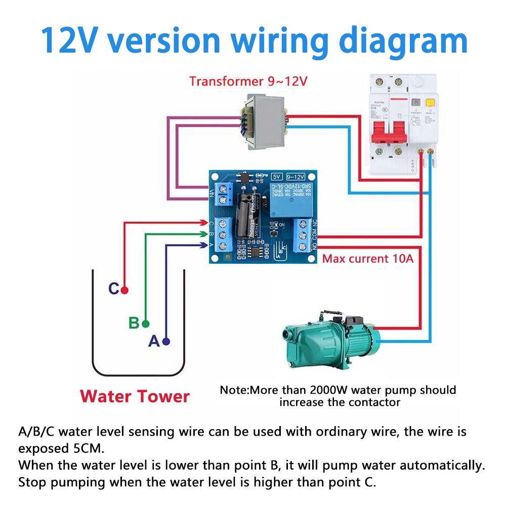 DC 12V NE555 Full Automatic Water Level Controller Liquid Sensor Relay Switch Module Auto Pumping For Water Tank/Tower