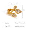 2025 New Rainbow Zircon Leaf Ring Women's Titanium Steel Adjustable Opening Fashion Charm Jewelry Accessories