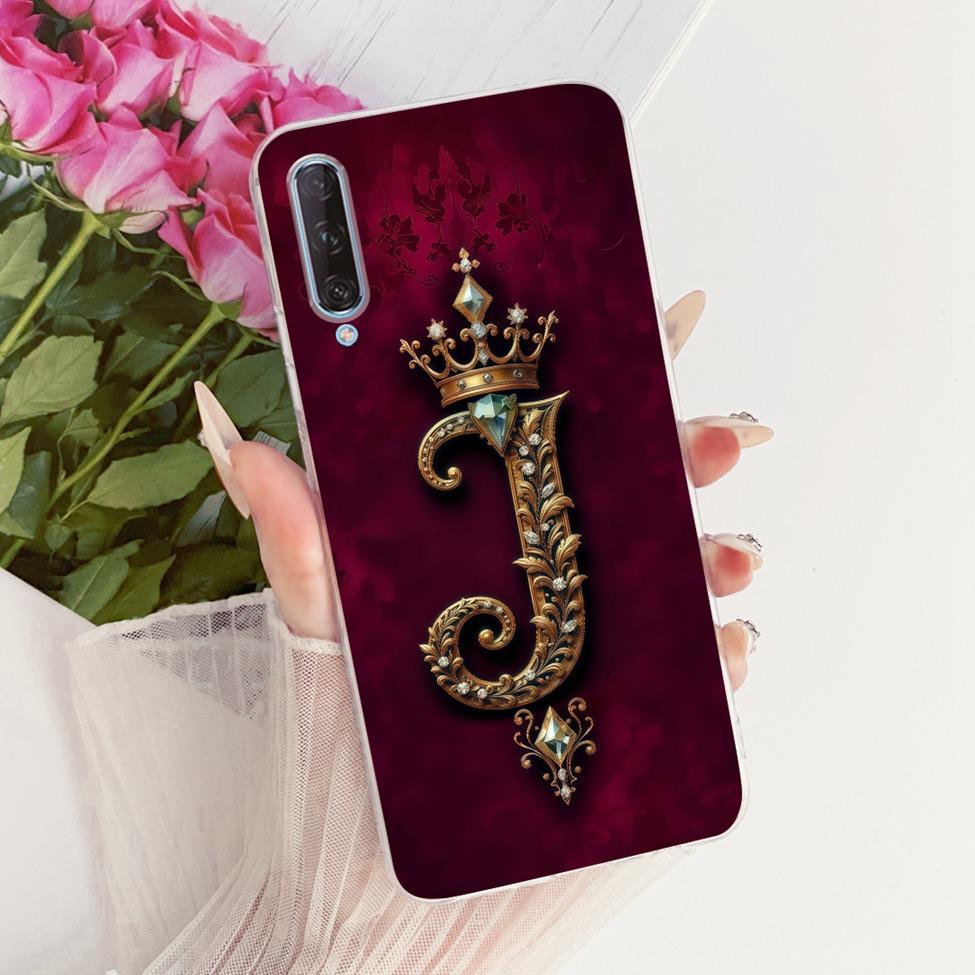 Чехол для Huawei Y9s Прозрачный Роскошная Корона Буквы от A до Z 2D Рисованный Мягкий Чехол для Huawei Y9s STK-L21 STK-LX3 STK-L22 Обложка