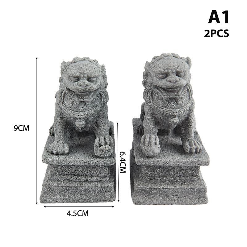 2 шт. 4,5*2,2*3 см Мини-каменный лев в китайском стиле Статуя льва Настольный Фэн-шуй Микро Ландшафтный Декор Бонсай Декор Города львов