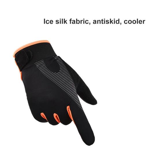 1 Pair Ice Silk Gloves Full Finger Breathable Unisex Outdoor Sports Touch Screen Climbing Fitness Bicycling Gloves for Weight Lifting Exercise