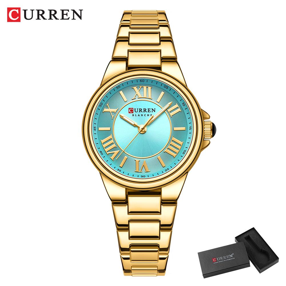 CURREN Stainless Steel Ladies Watch with Luminous Feature Fashionable Versatile Design Gift Box Included
