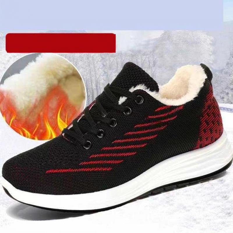 Женская обувь Зимние плюшевые хлопковые кроссовки на толстой подошве с вулканизированной платформой Женская обувь на шнуровке с противоскользящей подошвой Теплая обувь