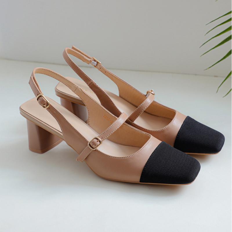 Сандалии Baotou на высоком каблуке, женские, весна/лето 2024 г., с ремешком сзади, квадратной формы, модные женские туфли, дизайнерские сандалии