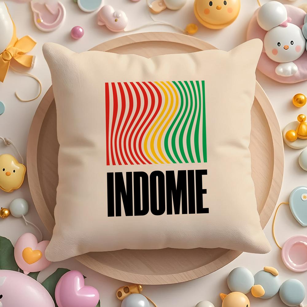 Логотип еды Аниме I-Indomies Наволочка Плюшевая ткань Мягкая Двусторонняя печать Подушка для дивана Стойкость цвета Домашний декор Подарок