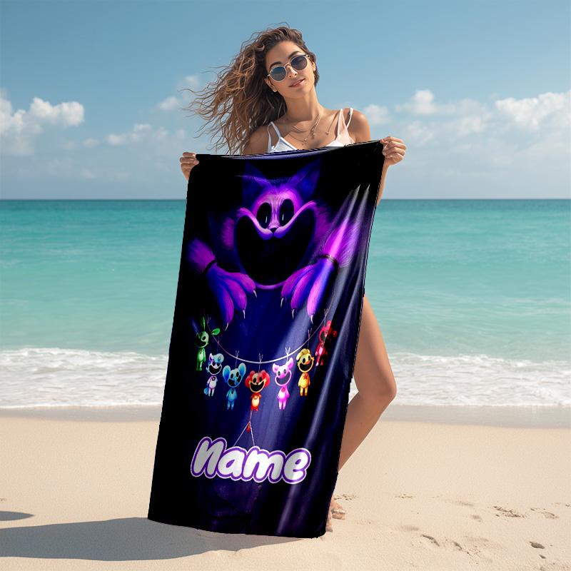 Personalized customized proof beach towel with Smiling Critters pattern - soft, absorbent,quick-drying,perfect swimming,camping&bathing