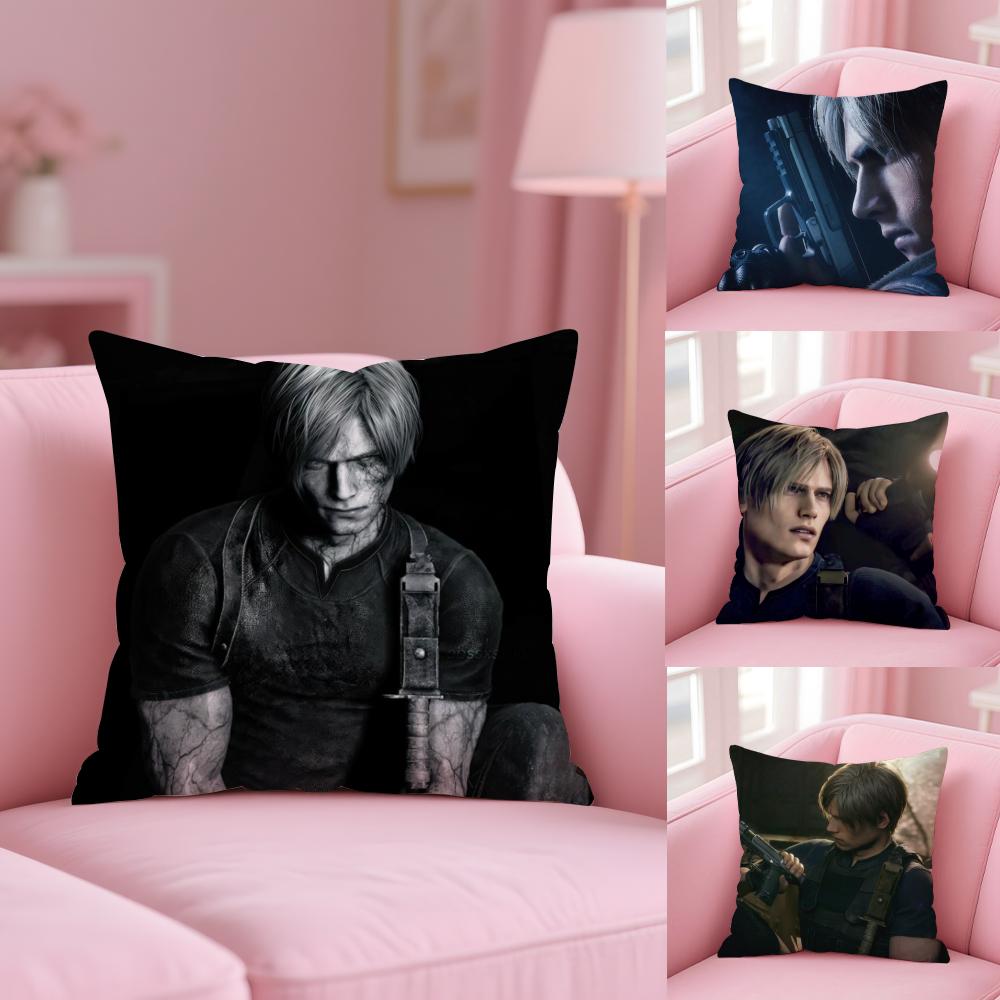 L-Leon K-Kennedy Cushion Cover Plush Fabric Soft Double-Sided Printed Sofa Warm Winter Home Gift Pillow Cover
