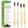 Natural Bristle Bamboo Toothbrush Family Pack - Totally Compostable & Biodegradable Boar Bristle - 2 Kids and 2 Adults