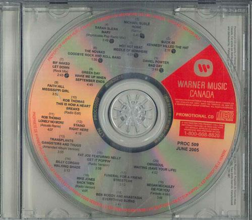 CD РАЗЛИЧНЫЕ Warner Music Canada Июнь 2005 Vol PROC509 WARNER MUSIC CA 2005 Канада Рок Б/У