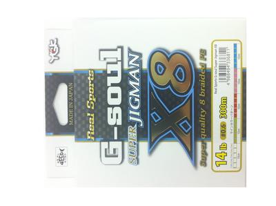 Плетеный шнур PE Line G Soul Super Jigman X8 300м 14lb 8 прядей 5 цветов X-Braid 0.6