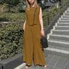 ZANZEA Womens Sleeveless Tank Tops and Wide Leg Pants Summer Two Piece Sets