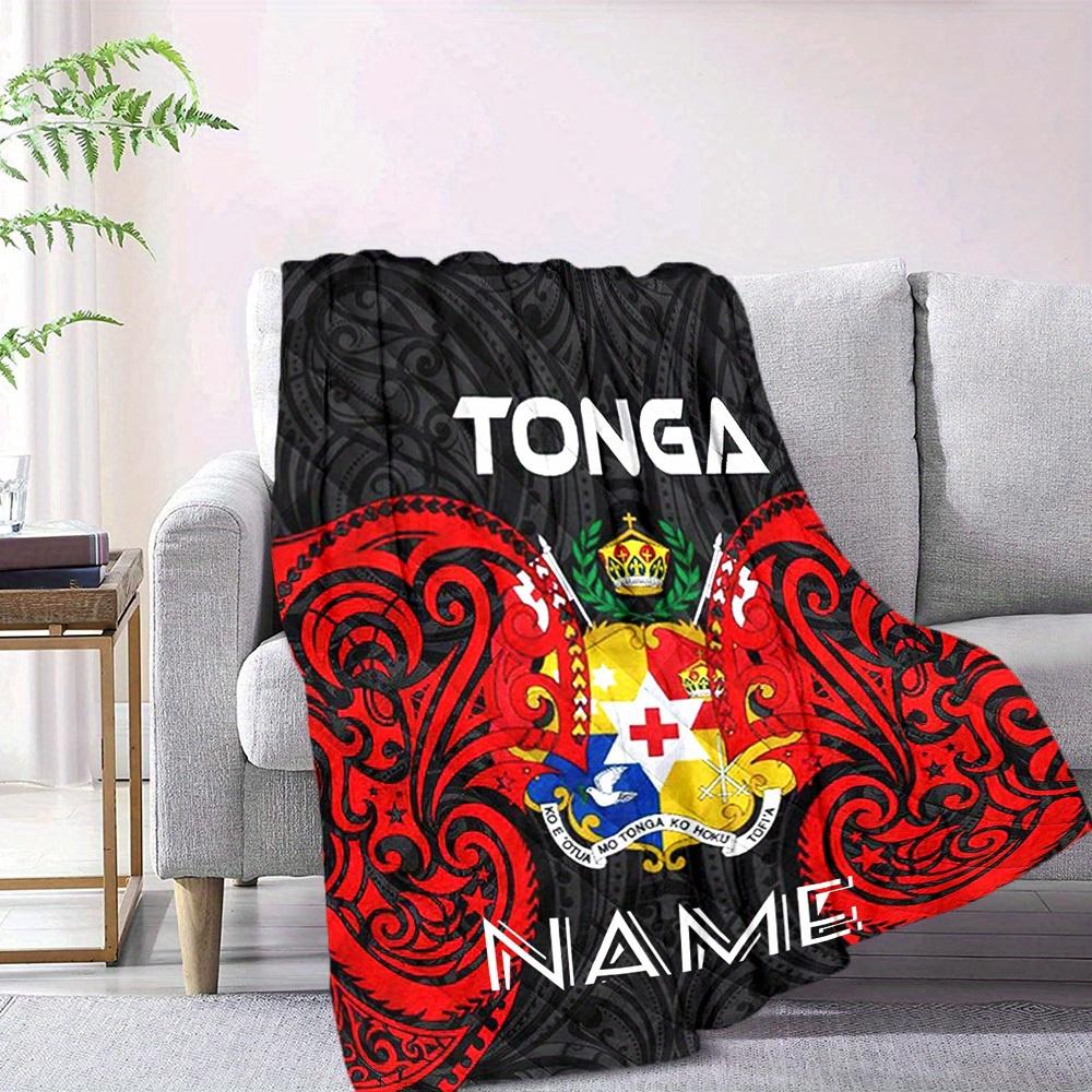 Tonga Coat Of Arms Custom Name Blanket Comfortable Soft Lightweight Allseason Multipurpose Blanket For Picnics Sofas Offices Beds Living Rooms Gifts