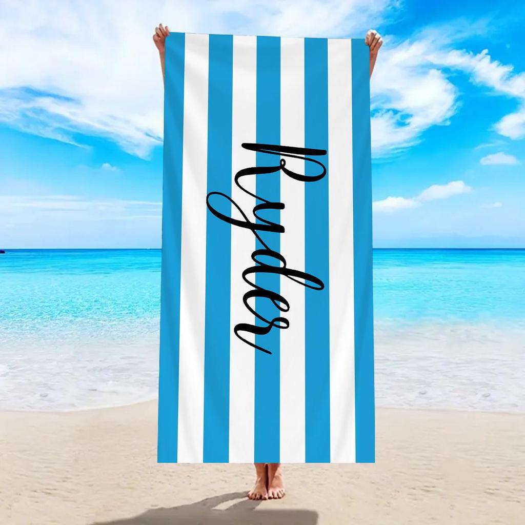 Ultra-Absorbent Striped Beach & Bath Towel - Thick, Soft, Microfiber