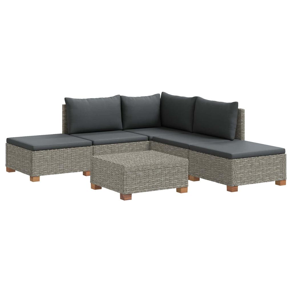 6 Piece Rattan Lounge Set with Cushions GENDT Natural Rattan Kubu Grey